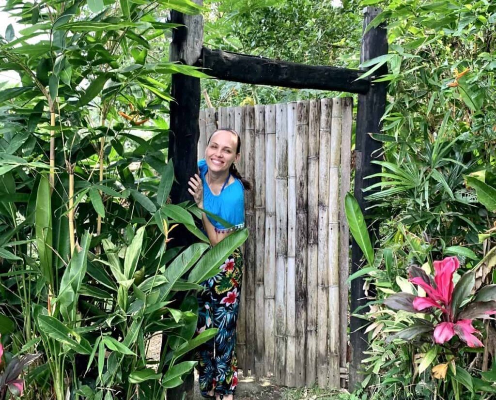 Dr. Natalia Wiechowski standing in a gate in Bali.